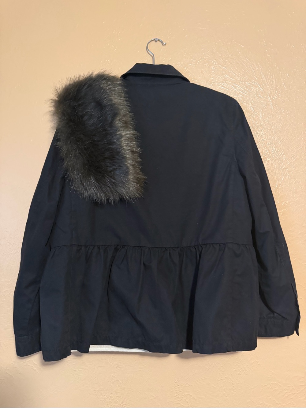 kate spade Black Utility Jacket with Faux Fur Collar - Picture 4 of 4